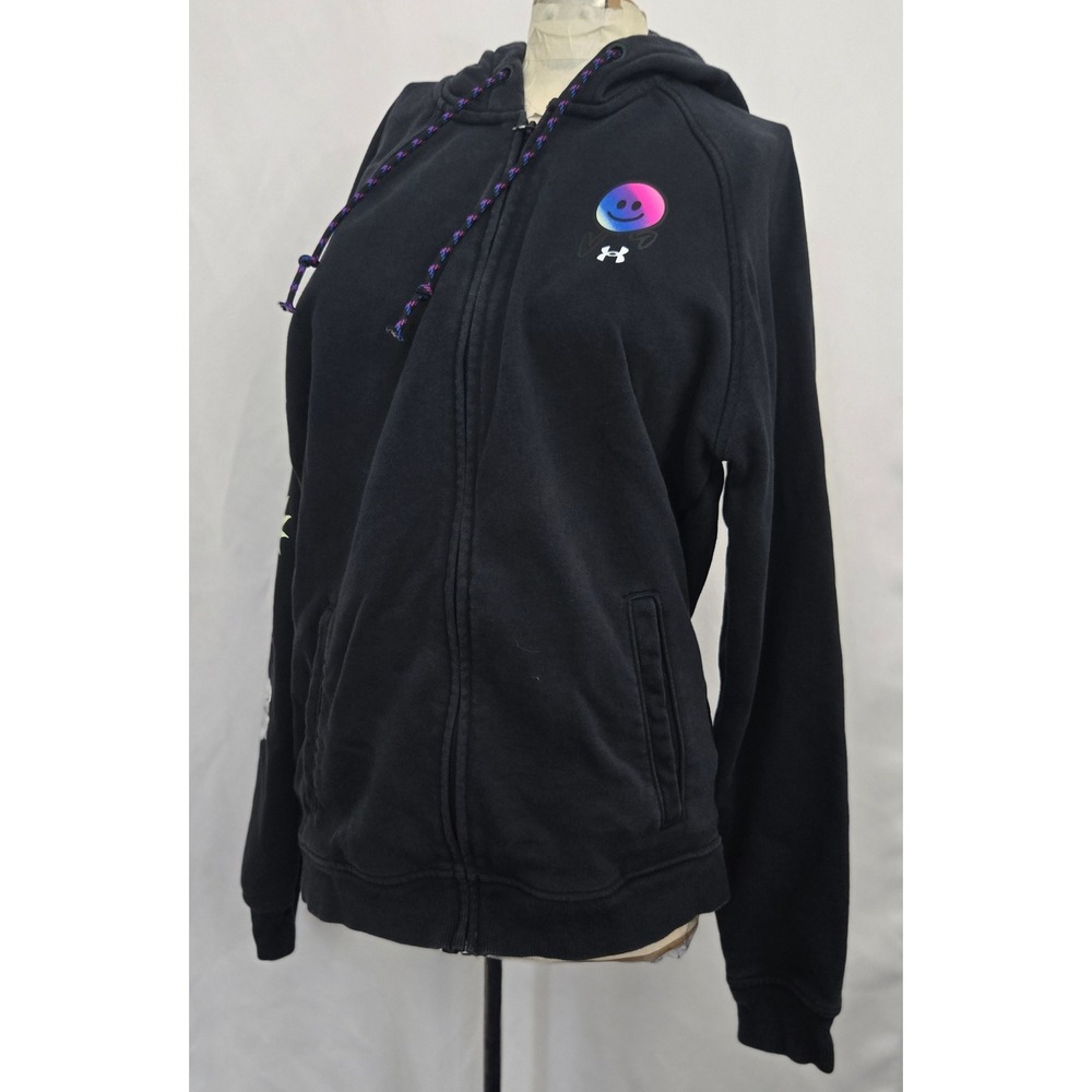 Under Armour Smiley Face‎ Full Zip Hoodie Sweatshirt Black Medium Streetwear